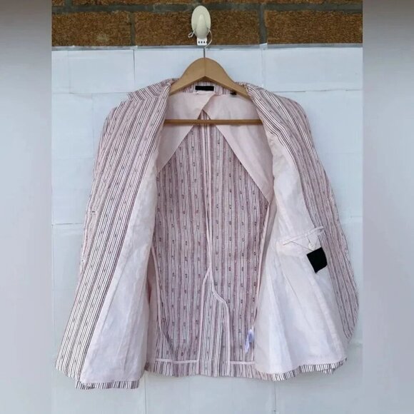 ATM Anthony Thomas Melillo Textured Linen Striped Schoolboy Blazer size 6 - Picture 11 of 14